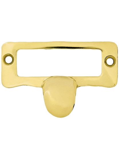 2 1/4 inch Cast Label Holder and Pull In Unlacquered Brass.